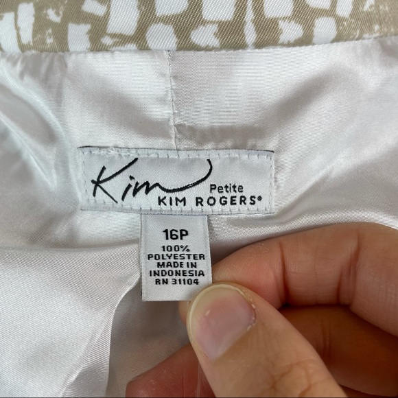 Kim Rogers Brown White Mosaic Blazer Jacket New 16 Petite - Picture 2 of 8